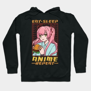 Funny Anime Obsessed Girl Eat Sleep Anime Repeat Hoodie